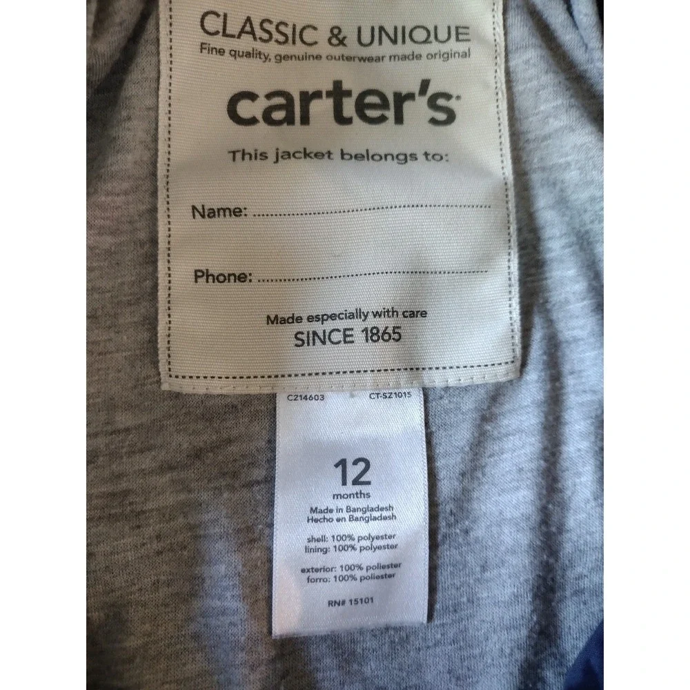 Carter's boys blue bugs light weight jacket‎ size 12 months